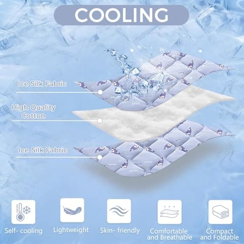 NACOCO Pet Summer Cooling Blanket - 22.8" x 35.0" Double-Sided Mat Dog Puppy Self ice Cat Pad Bed Cover for Home Outdoor Sofa Sleeping Washable Portable Lightweight Small Medium Large (Blue Shark, S) - Thumbnail 3
