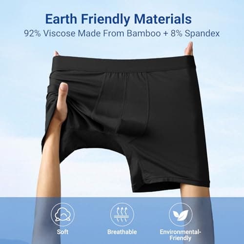 MEETYOO Men's Underwear Boxer Briefs Pack, Moisture-Wicking Underwear for Men Breathable No Ride Up Boxers - Thumbnail 5