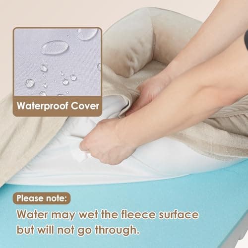 EHEYCIGA Orthopedic Dog Bed for Medium Dogs, Waterproof Memory Foam Medium Dog Beds with Sides, Non-Slip Bottom and Egg-Crate Foam Pet Couch Bed with Washable Removable Cover, Beige - Thumbnail 4