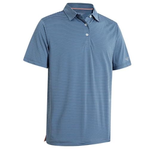 Mens Golf Shirts Moisture Wicking Dry Fit Short Sleeve Performance Sport Stripe Golf Polo Shirts for Men - Image 1
