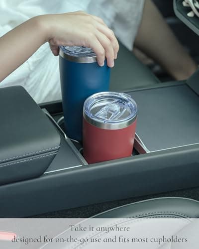 UIRZOTN Travel Coffee Tumbler 20oz, Leakproof Travel Coffee Mug with Dual Lids and Straw, Stainless Steel Double Wall Vacuum Insulated Tumbler for Hot/Iced Drinks (Light Blue, Textured Matte) - Thumbnail 5
