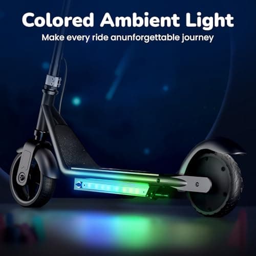 iScooter IK3 Electric Scooter for Kids Ages 6-12, 150W Motor, LED Display, 3 speeds Adjustable, Colorful Lights, Double Brake, Kids Electric Scooter with Magnetic Charging (IK3,Black) - Thumbnail 5