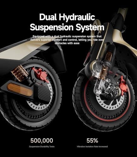 NAVEE UT5 Ultra X Supercar Electric Scooter, 43.5 mph Speed, 74.6 Miles Range, Dual 2400W Peak Motor & Hydraulic Suspension & Oil Disc Brake, Self-Sealing Tires, Flash Charge Off-Road Scooter Adults - Thumbnail 6