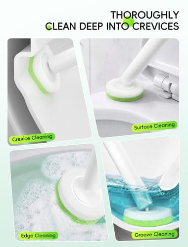 Wall Mounted Disposable Toilet Brush System with Holder, Toilet Bowl Cleaning Wand with Green Refills and One-Button Release (36 Refills) - Thumbnail 4