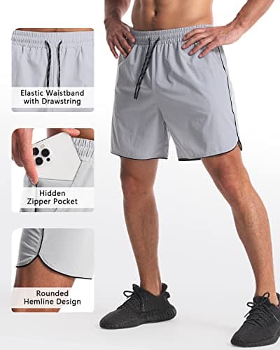 Y YERFONE 2 Pack Mens Workout Athletic Shorts 5 Inch Quick Dry Gym Shorts with Pockets, Sport Exercise Running Shorts for Men - Thumbnail 6