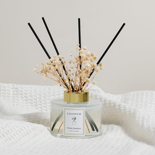 YISOWUH Reed Diffuser Set,5.07 fl oz (150 ml) - White Jasmine Oil Diffusers with 8 Reed Sticks,Home Fragrance Reed Diffuser for Bathroom Shelf Decor - Thumbnail 3