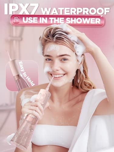 WELLFINE Water Dental Flosser Teeth Pick: Portable Cordless 4 Modes Flossers Pic 300ML Rechargeable Floss Pik Powerful IPX7 Waterproof Oral Irrigator for Cleaning Gum Care Braces for Home Travel - Thumbnail 5