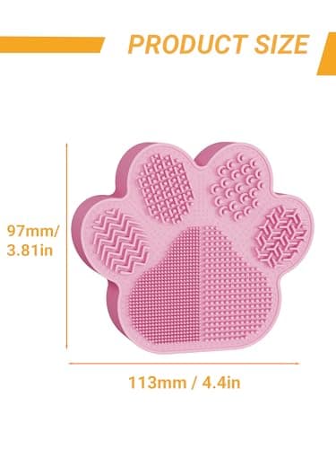 Cat Paw Makeup Brush Cleaner 2-Pack Pink & Purple 2-in-1 Clean & Store Silicone Tool 6 Zones for Makeup Enthusiasts Bathroom Shower Travel 113mm(4.45in)×97mm(3.82in) - Thumbnail 4
