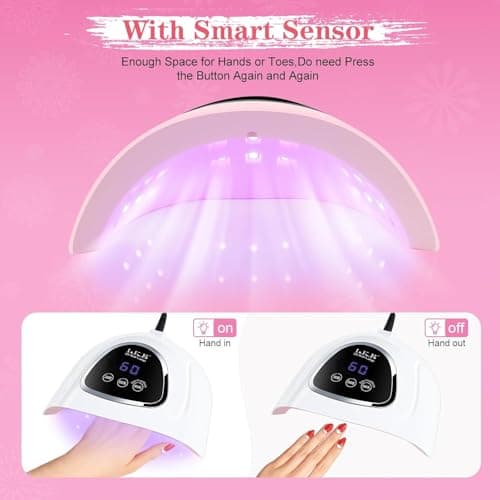 LKE UV Light for Gel Nails, Nail Dryer UV Nail Lamp 72W for Gel Polish Light with 3Timer and Sensor Professional for Solon and Nail DIY in Home Use (White) - Thumbnail 3