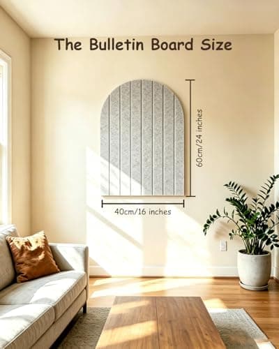 Foldable Bulletin Board 24x16 inches, 0.35" Thick Felt Wall Tiles, Large Cork Board with Adhesive Sticker, Round Edges Wall Panels for Office Bedroom Living Room, Decorative Board (Silver Grey) - Thumbnail 5