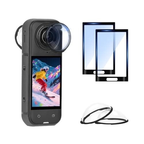 Flymile Insta 360 X5 Premium Lens Guard + 2 Pack Screen Protector Accessories Bundle, 10H Transparency Tempered Glass Film Lens Cover for Insta360 X5 Protective Kit Anti-scratch Camera[Bubble Free] - Image 1