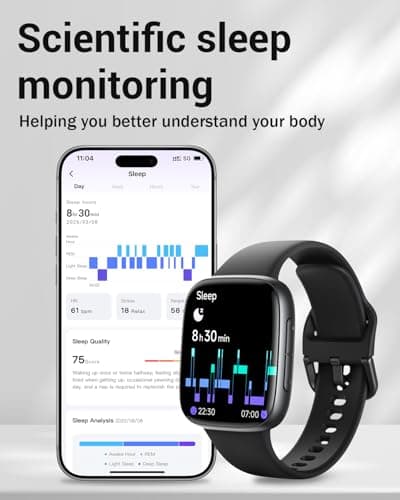 Smart Watch for Men Women, 1.85" AMOLED Ultra-Clear Screen Smartwatch Compatible iPhone/Samsung/Android, 100+ Sport Modes Fitness Tracker with Heart Rate/SpO2/Sleep Monitor 3ATM Waterproof, 2 Bands - Thumbnail 5