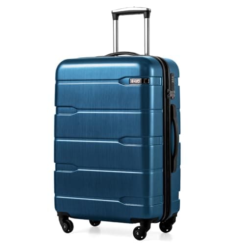 Coolife Medium Checked Luggage Hardside PC+ABS Suitcase with TSA Lock, Lightweight Rolling Carry On with Spinner Wheels(Caribbean Blue, 24in) - Image 1