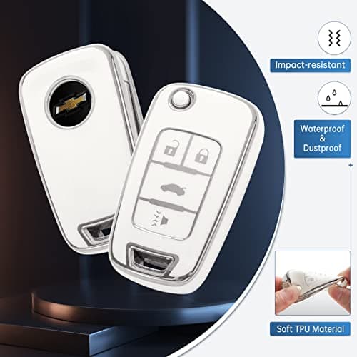 YO&YOYE for Chevy Key Fob Cover with Keychain, Soft TPU Key Case Protection Fit for Chevrolet Equinox Camaro Cruze Malibu Sonic Smart Key Case - Thumbnail 3