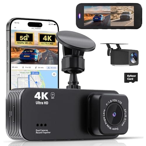 Dash Cam Front and Rear, 4K+1080P Dual Dash Camera for Cars with 5G WiFi, Built-in High-Capacity Storage, Night Vision, G-Sensor, 24H Parking Mode - Image 1