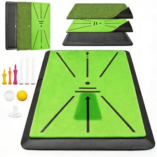 Golf Hitting Mat, with Extra Replaceable Golf Practice Mat for Swing Path Detection Batting Training 16"x12" with Tees, for Driving, Chipping, Indoor/Outdoor