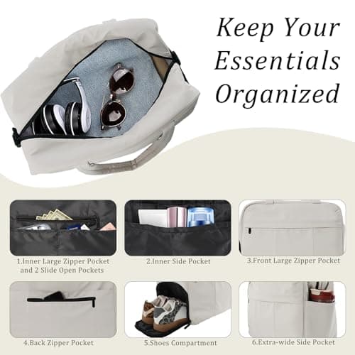 U+U Gym Bag for Women, Duffle Bag with Shoe Compartment Travel Carry on Weekender Bag, Personal Item Travel Bag for Overnight, Water Resistant - Thumbnail 3