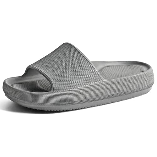 GETOEU Cloud Slides for Women and Men with Arch Support Shower Shoes with Drainage Holes Waterproof Slide Sandals Non Slip Quick Dry Pillow Slides for Bathroom Pool Beach,Grey - Image 1