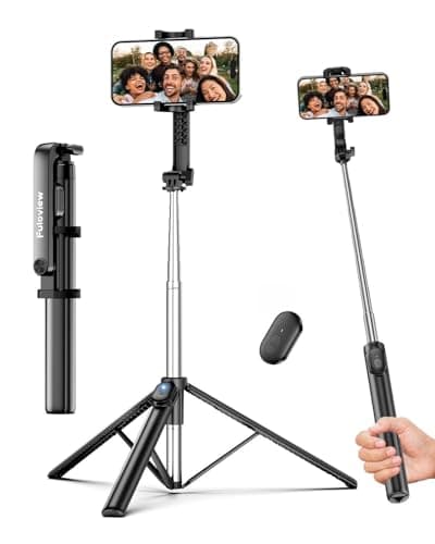 Fuloview 67” Selfie Stick Tripod for iPhone, Lightweight Travel Phone Tripod with Wireless Remote, Extendable Cell Phone Stand for Photography, Video & Live Streaming – Black