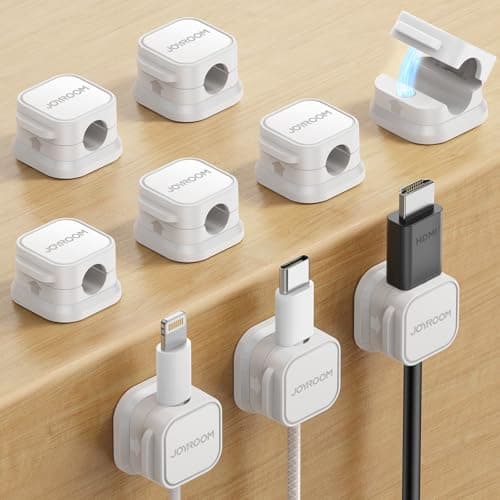 9 Pack Magnetic Cable Clips [Cable Smooth Adjustable] Cord Holder, Under Desk Cable Management, JOYROOM Adhesive Wire Holder Keeper Organizer for Home Office Desk Phone Car Wall Desktop Nightstand - Image 1