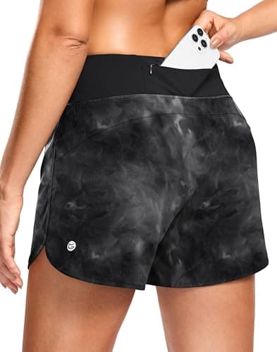 G Gradual Women's Running Shorts with Mesh Liner 3" Workout Athletic Shorts for Women with Phone Pockets(Tie Dye Black,XL) - Image 1