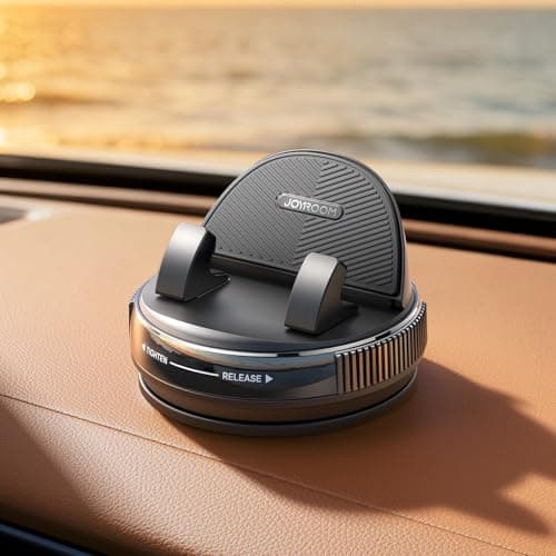 JOYROOM Car Phone Holder Mount, [360° Rotation+Thick Case Friendly] Cell Phone Car Mount with Adjustable Spring Clip, Universal Dashboard Phone Holder Anti-Slip Silicone for iPhone (Black) - Image 1