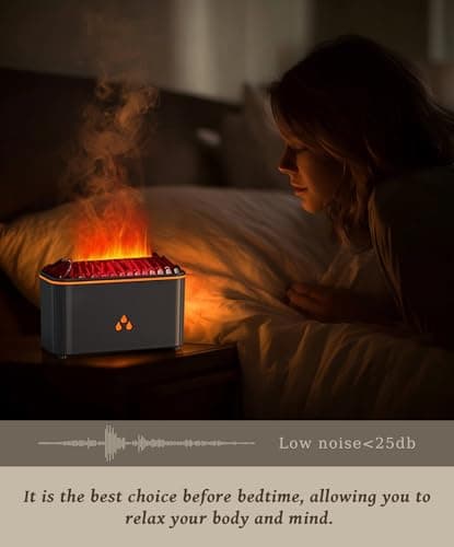 Essential Oil Diffuser, Flame Air Aromatherapy Diffuser, 7 Color Changing Light, Aromatherapy Humidifier with Auto Shut-Off for Home, Bedroom, Yoga, Spa(Black) - Thumbnail 3