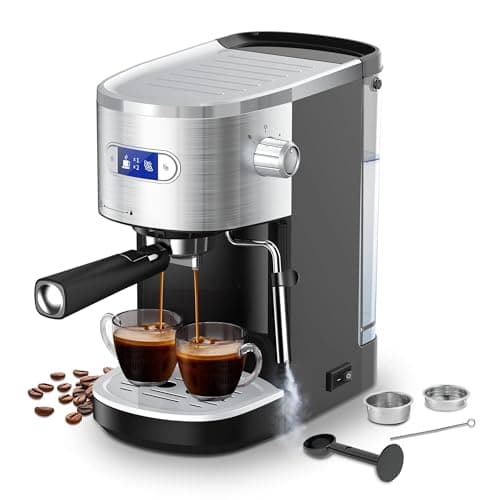 Xbeauty Espresso Machine 20 Bar, Semi-Automatic Professional Coffee Machine for Cappuccino & Latte with Milk Frother Steam Wand,LCD Display,45 oz Removable Water Tank,NTC Digital Temp Control,Black - Image 1