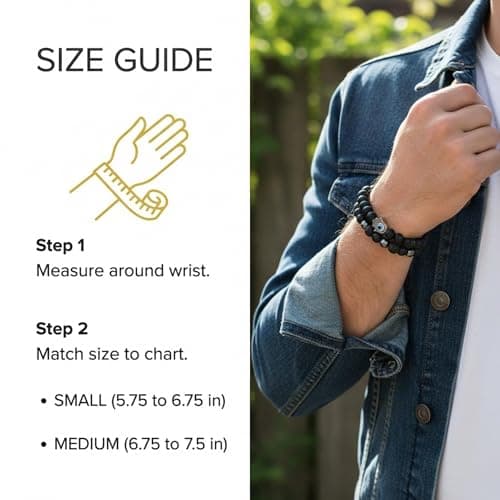 WestLuna Mens Black Obsidian Bracelet Set - Black Obsidian Hematite Lava Stone Triple Protection Bracelet w Evil Eye 8MM Stone Beaded Bracelets for Men Jewelry Gifts (Small) - Thumbnail 5
