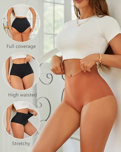 UNDER THE SEA Seamless Underwear for Women High Waisted V-shaped Back Briefs Soft Ofertas Del Dia De Hoy Relampago - Thumbnail 4