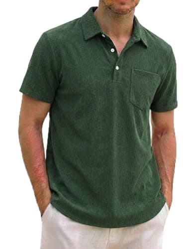 ZAFUL Travel Mens Summer Shirts Mens Beach Shirts Moisture Wicking Work Shirts Dark Green S - Image 1