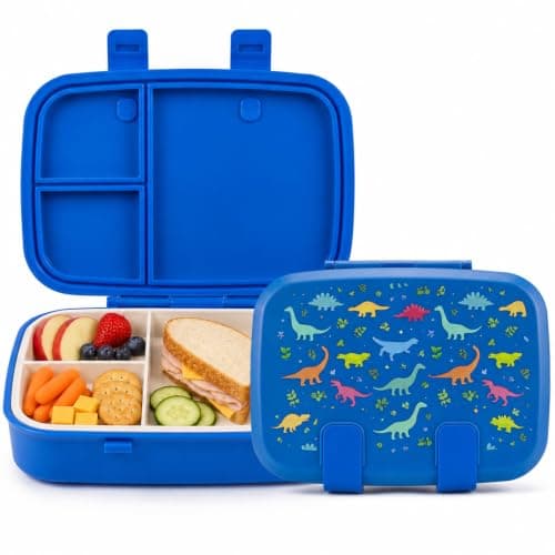 MISS BIG Kids Bento Lunch Box, Blue Dinosaur, Microwave Safe, 800ml
