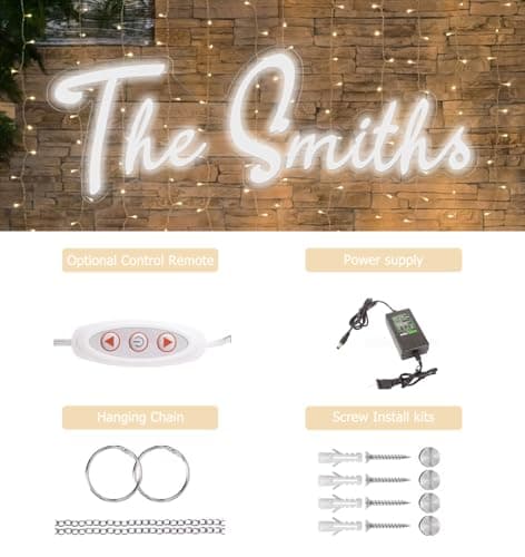 Personalized Custom Neon Sign - Handmade Acrylic Dimmable Wall Decor for Bedroom, Wedding & Birthday Party, Remote Control Brightness Adjustable Glowing Sign, Gift for Kids/Anniversaries - Thumbnail 6