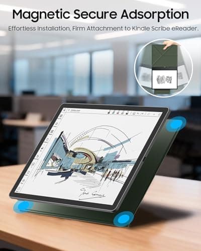 Fintie Case for 11" Kindle Scribe 2025 (3rd Gen) and Kindle Scribe Colorsoft 2025 (1st Gen), Slim Lightweight Multi-Viewing Angles Stand Detachable Magnetic Cover with Pen Buckle, Alpine Green - Thumbnail 3