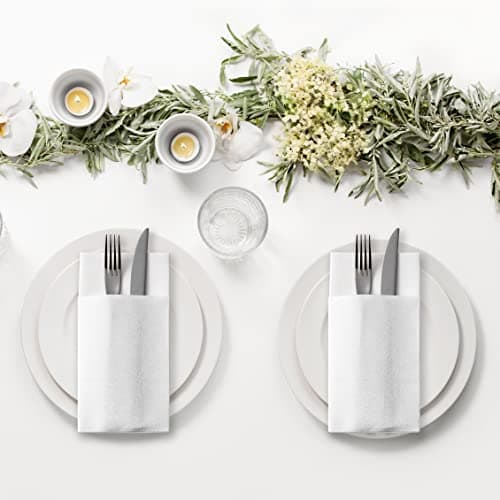 Disposable Dinner Napkins Linen Feel with Built-in Flatware Pocket, 100Count Napkins with Pockets for Silverware, Wedding, Christmas, Thanksgiving, Birthday - Thumbnail 3