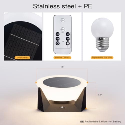 MVBT Solar Post Lights Outdoor, 11" Outdoor Pillar Lights, IP54 Waterproof Solar Powered Column Lamp, Dusk to Dawn Modern Post Light, 3000K LED Bulb Round Column Lighting for Driveway Patio Deck Yard - Thumbnail 2