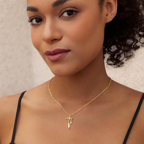 Cicy Bell Womens Gold Bow Necklace Trendy Charm Dainty Adjustable Choker Chain Cute Small Bowknot Pendant Necklace Birthday Mother's Day Jewelry Gifts - Thumbnail 2