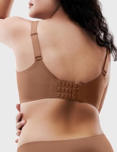 No Underwire Bras for Women,Comfortable Seamless Push Up Full Coverage Supportive Bralettes Chocolate - Thumbnail 4