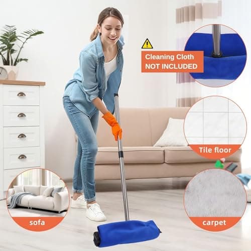 Thamtu Carpet Rake Reusable Pet Hair Remover Rubber Broom with Squeegee for Pet Hair Removal Tool 59" Long Handle Cat and Dog Hair Remover for Area Rugs, Carpet, Hardwood Floor, Tile - Thumbnail 4