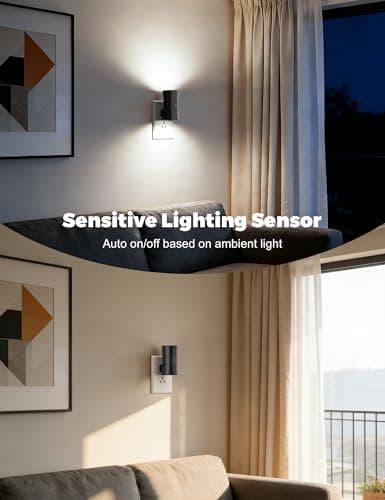 fesnne Night Light, 2-Pack Dimmable Plug-in Night Light with Auto On/Off & 90°Rotatable Plug, 0-100LM Adjustable Brightness,1W Ultra Low Energy for Bedroom, Hallway, Bathroom, Kids Room, White - Thumbnail 3