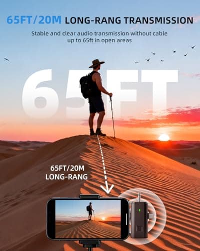 3-in-1 Mini Microphones: Wireless Lavalier Microphone with AI Noise Reduction for iPhone 15/14/13/12, Android, Cameras 12H Battery, Plug and Play Wireless Microphones for Vlog/YouTube/TikTok/Live - Thumbnail 6