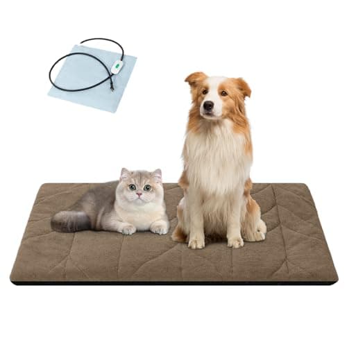 Vagascape Dog Bed, Waterproof Pet Bed with Washable Removable Cover, Comfort Cat Dog Pad for All Seasons, Heating Khaki Rectangle Cat Bed Mat with Nonskid Bottom(56"x40") - Image 1
