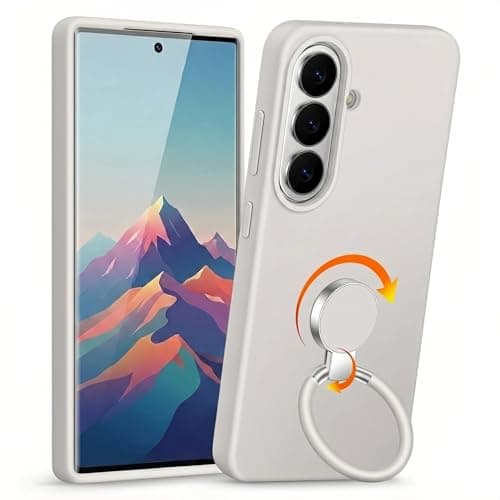 XYZ for Samsung Galaxy S26 Plus Case with Stand, 360°Rotatable Soft Ring Kickstand, Premium Liquid Silicone Phone Cover with Microfiber Lining, Shockproof Protective for S26 Plus,Stone