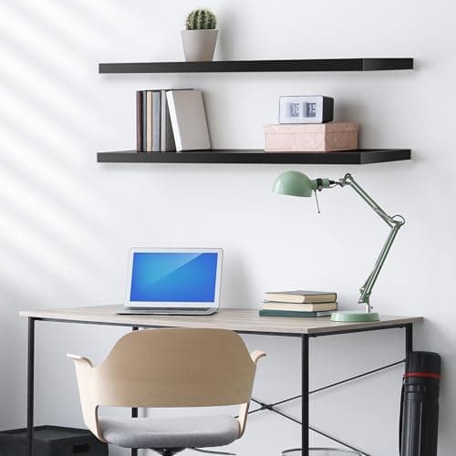 Sorbus Floating Shelves for Wall - 48 Inch Long Bathroom Shelves, Wall Decor for Bedroom, Kitchen, Living Room & Book Storage - Mounted Floating Shelf with Invisible Brackets (Black, 2 Pack) - Thumbnail 2
