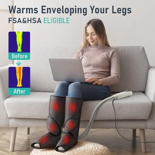 QUINEAR Leg Massager with Heat and Air Compression,Foot and Calf Massager for Circulation and Pain,Compression Boots with 3modes and 3 Intensities - Thumbnail 2