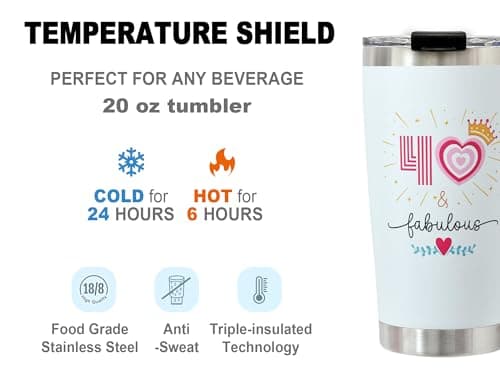 DLOCCOLD 60th Birthday Gifts For Women Tumbler 20oz- 1965 60th Cool Birthday Gifts for 60 Year Old Woman/Her/Mom/Grandma,60 Fabulous Gift, Birthday Decorations for Woman Turning 60 Year Old Present - Thumbnail 2