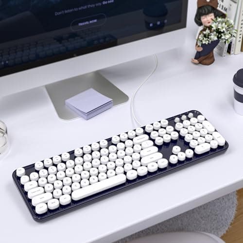 Atelus Computer Keyboards Wired, Full Size 104 Keys Typewriter Keyboard with Number Pad, Plug Play USB Keyboard for PC Laptop Desktop Windows (Dark Blue) - Thumbnail 6