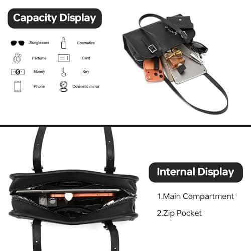 Goinsound Swing Zip Shoulder Bag Swing Purses for Women Shoulder Bag for Women Handbags with Adjustable Strap Black - Thumbnail 4