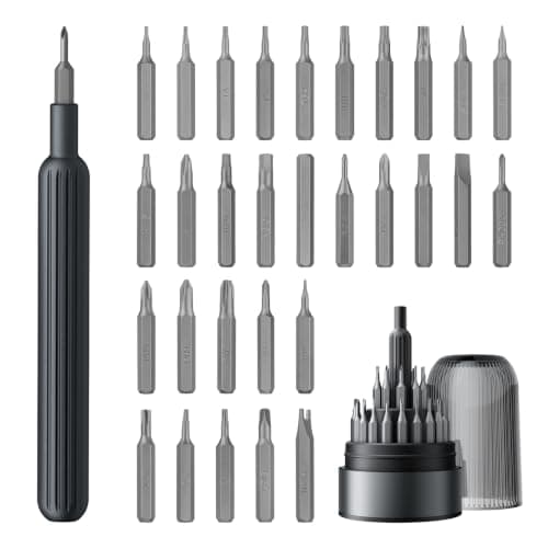 VMYTH 31 in 1 Mini Precision Screwdriver Set, Magnetic Small Tool Kit for Phone,Laptop,PS5, Switch,Glasses,Watch,screwdriver set (gray)