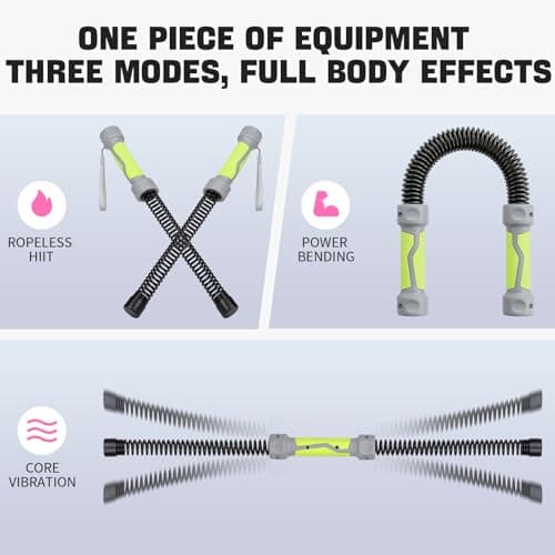 ONLYMENS 3-in-1 Ropeless Battle Ropes for Home Gym, Heavy Weighted Cordless Battle Rope Sticks (2.86lbs Each), Convertible Power Twister & Vibration Bar, Portable Workout Exercise Equipment for Cardio Training - Thumbnail 2